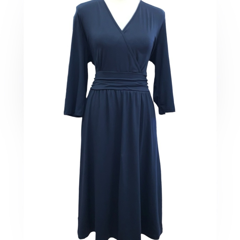Women’s Blue Dress with Pockets - Picture 2 of 3